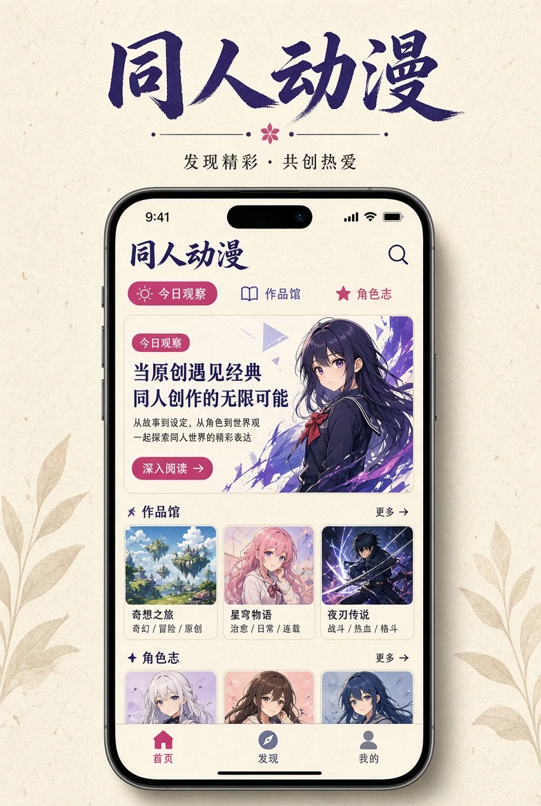 同人动漫APP界面导览